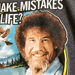 BOB ROSS Ever Make Mistakes In Life Lets Make Them Birds Gray Mens T shi…
